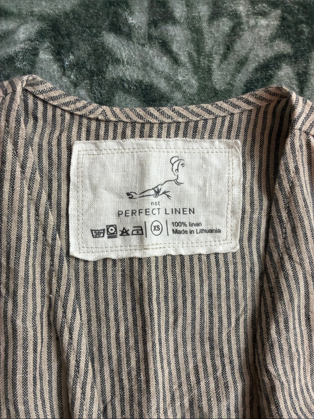 Not Perfect Linen MARGARET wrap linen jumpsuit: XS Color Natural/Grey Stripes - Picture 3 of 5